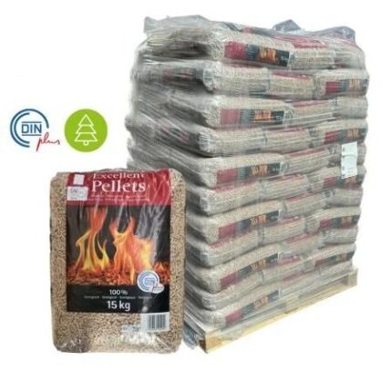 Palete com 77 sacos de pellets premium de 15 kg – Entrega incluída